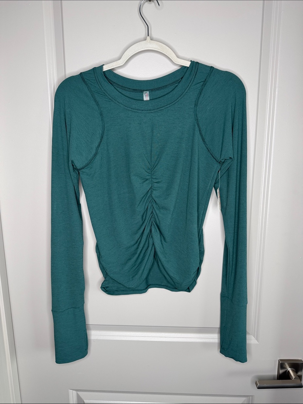 FP Movement by Free People Teal Ruched Long-Sleeve Top